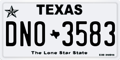 TX license plate DNO3583