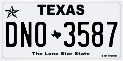TX license plate DNO3587