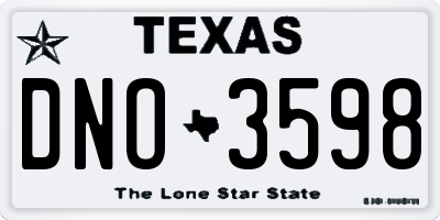 TX license plate DNO3598