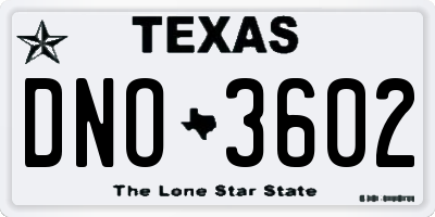 TX license plate DNO3602