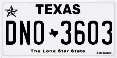 TX license plate DNO3603