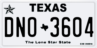 TX license plate DNO3604