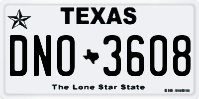 TX license plate DNO3608