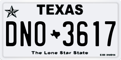 TX license plate DNO3617