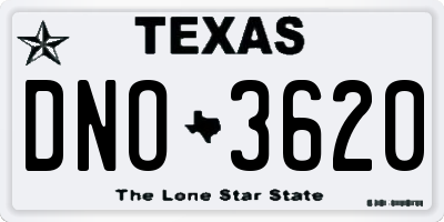 TX license plate DNO3620