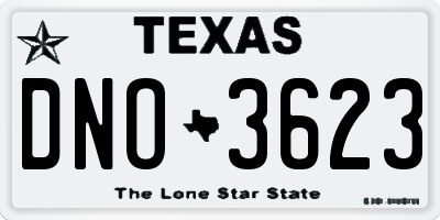 TX license plate DNO3623