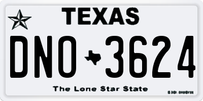 TX license plate DNO3624