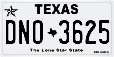 TX license plate DNO3625