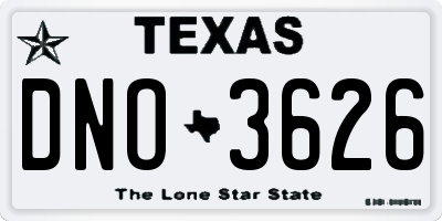 TX license plate DNO3626