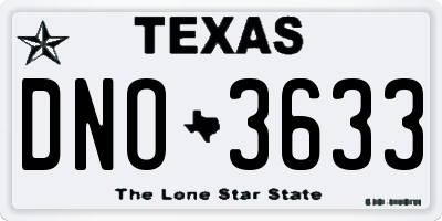 TX license plate DNO3633