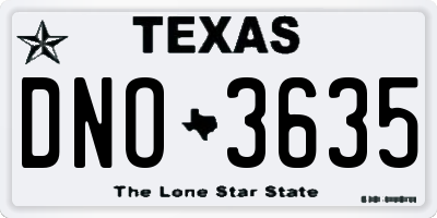 TX license plate DNO3635