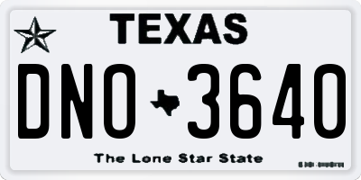 TX license plate DNO3640