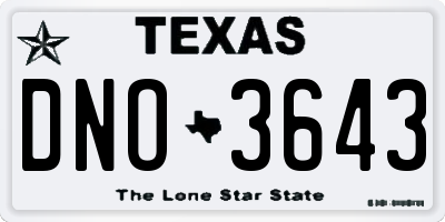 TX license plate DNO3643