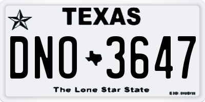 TX license plate DNO3647