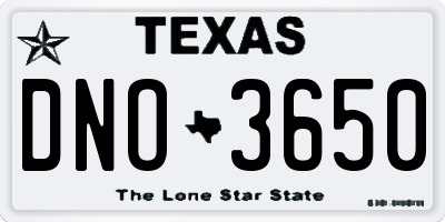 TX license plate DNO3650