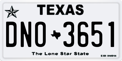 TX license plate DNO3651