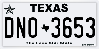 TX license plate DNO3653