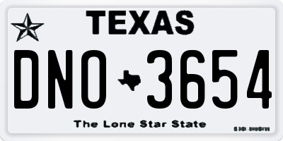 TX license plate DNO3654