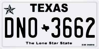 TX license plate DNO3662