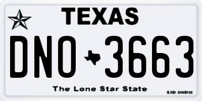 TX license plate DNO3663