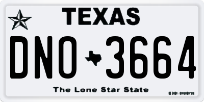 TX license plate DNO3664