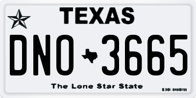 TX license plate DNO3665