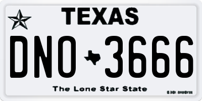 TX license plate DNO3666