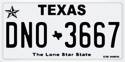TX license plate DNO3667