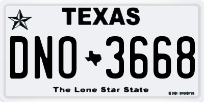 TX license plate DNO3668