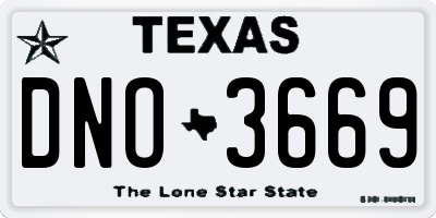 TX license plate DNO3669