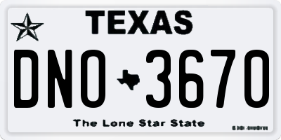 TX license plate DNO3670