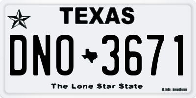 TX license plate DNO3671