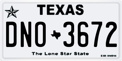 TX license plate DNO3672