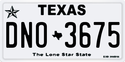 TX license plate DNO3675