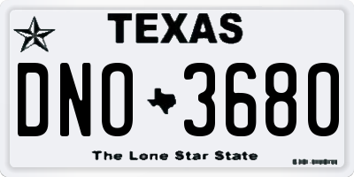 TX license plate DNO3680