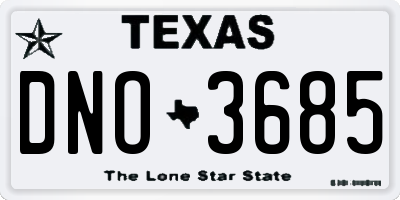 TX license plate DNO3685