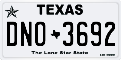TX license plate DNO3692