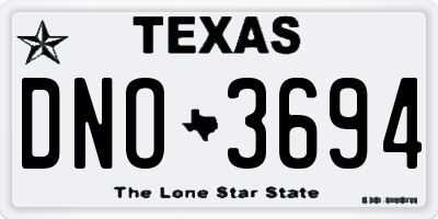 TX license plate DNO3694