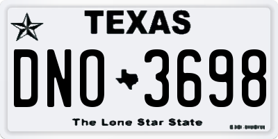 TX license plate DNO3698