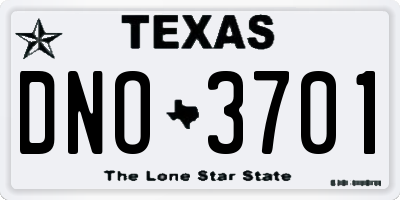 TX license plate DNO3701