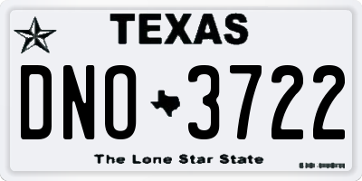TX license plate DNO3722