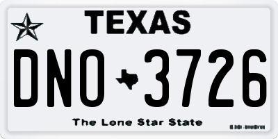 TX license plate DNO3726