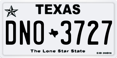 TX license plate DNO3727