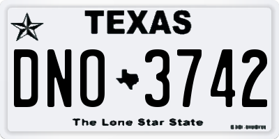 TX license plate DNO3742