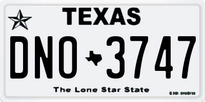 TX license plate DNO3747