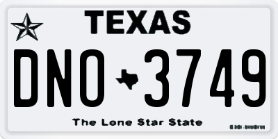 TX license plate DNO3749