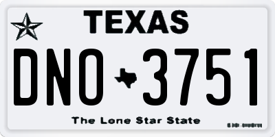 TX license plate DNO3751