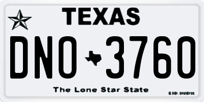 TX license plate DNO3760