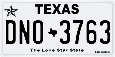 TX license plate DNO3763