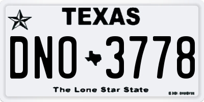 TX license plate DNO3778